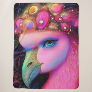 Cosmic Flamingo Queen Sherpa Blanket