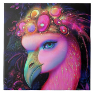 Cosmic Flamingo Queen Tile