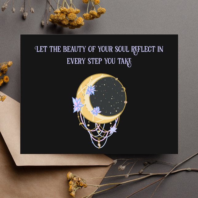 Cosmic Floral Moon Inspirational Quote Postcard (Creator Uploaded)