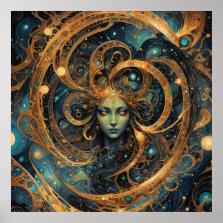Cosmic Flow - AI Fantasy Digital Art Print