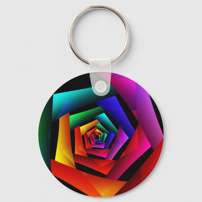 Cosmic Flower Cute Cool Modern Abstract Art Key Ring (Front)