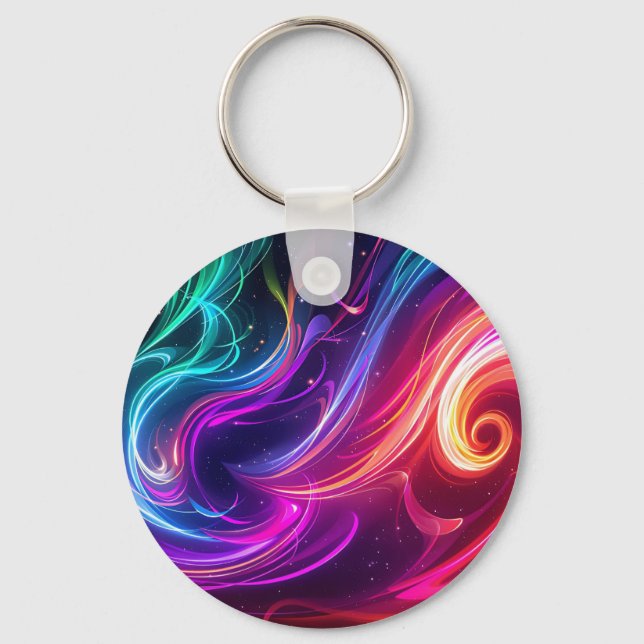 Cosmic Flowing Swirls Key Ring (Front)