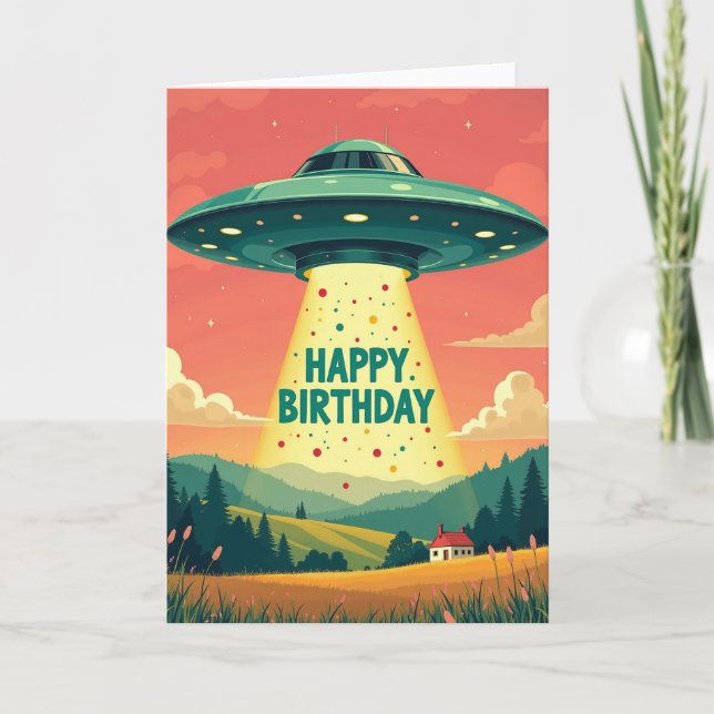 Cosmic Flying Disc Birthday Card (Front)