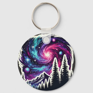 Cosmic Forest: Galaxy Meets Nature Key Ring