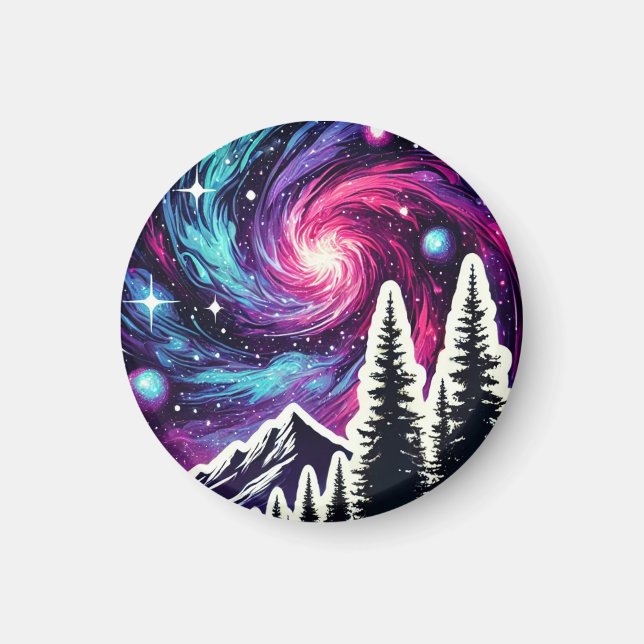 Cosmic Forest: Galaxy Meets Nature Magnet (Front)