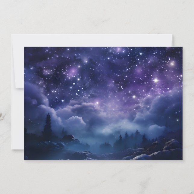 Cosmic Forest Night Sky Holiday Card (Front)