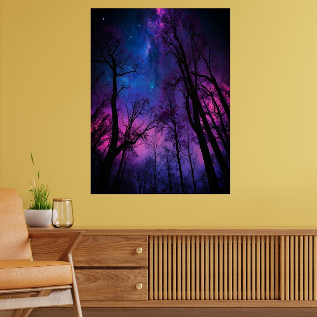 Cosmic Forest Poster – Surreal Galaxy Wall Art (Living Room 2)