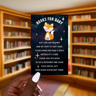 Cosmic Fox Baby Shower Books For Baby Enclosure Card