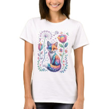 Cosmic Fox in Dreamy Garden T-Shirt