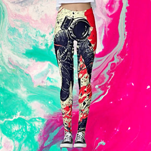 Cosmic Fragmentation: Astronaut Lost in Space Leggings