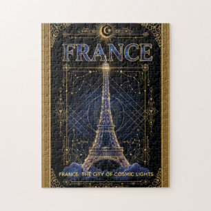 Cosmic France Eiffel Tower Celestial Art Jigsaw Puzzle