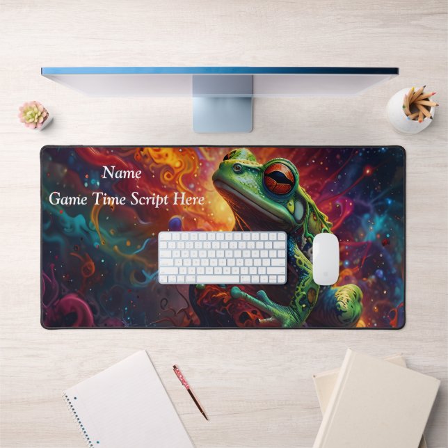 Cosmic Frog Art Print Vibrant Psychedelic Design Desk Mat (Office 1)