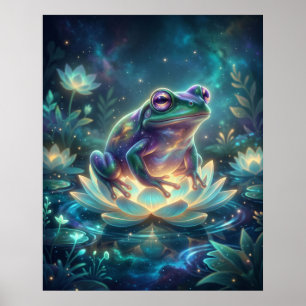 Cosmic Frog Luminous Lotus Poster