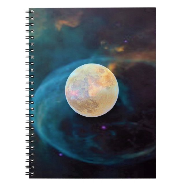 Cosmic Full Moon Spiral Notebook (Front)