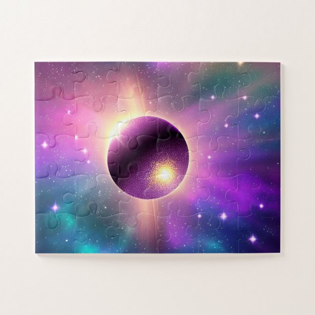 Cosmic Fun Purple Planet Orbiting the Universe Jigsaw Puzzle (Horizontal)