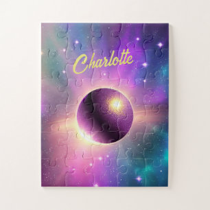 Cosmic Fun Purple Planet Orbiting the Universe Jigsaw Puzzle