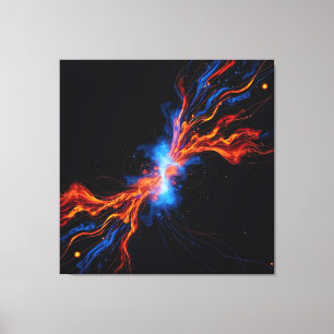 Cosmic Fusion: Abstract Fire and Ice Energy Burst Canvas Print