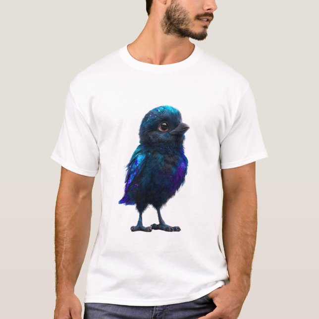Cosmic Galaxy Blue Bird Men T-Shirt (Front)