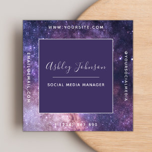 Cosmic Galaxy Futuristic Modern Social Media Space Square Business Card