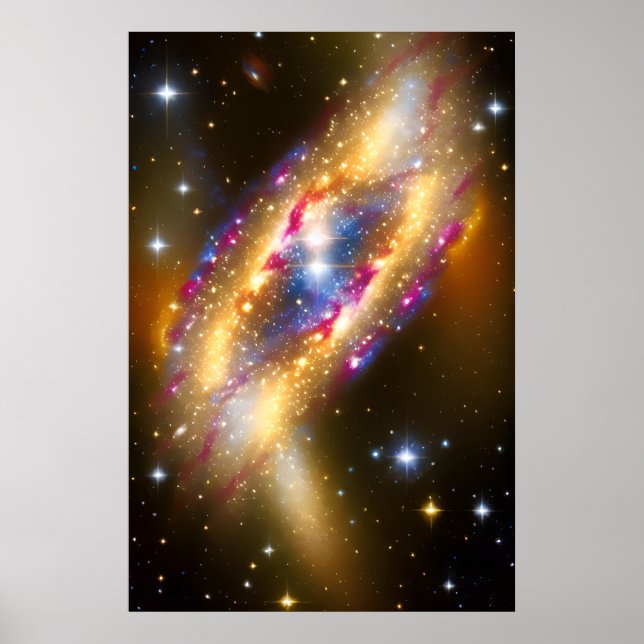 Cosmic Galaxy Glowing Magnificently in Outer space Poster (Front)