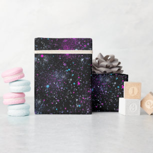 Cosmic Galaxy Mixed Black Glitter Pattern Wrapping Paper