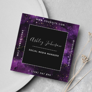 Cosmic Galaxy Modern Social Media Space Sparkles  Square Business Card