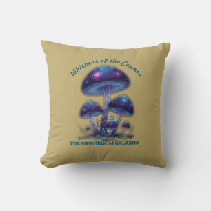 Cosmic Galaxy Mushrooms • Whimsical Fantasy Fungi Cushion