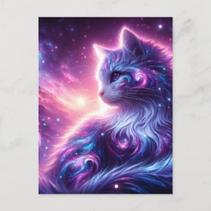 Cosmic Galaxy Mystical Feline Celestial Announcement Postcard
