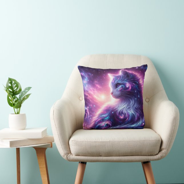 Cosmic Galaxy Mystical Feline Celestial Cushion (Chair)
