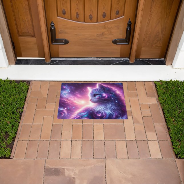 Cosmic Galaxy Mystical Feline Celestial Doormat (Outdoor)