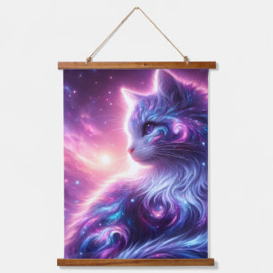 Cosmic Galaxy Mystical Feline Celestial Hanging Tapestry