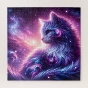 Cosmic Galaxy Mystical Feline Celestial Jigsaw Puzzle
