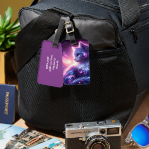 Cosmic Galaxy Mystical Feline Celestial Luggage Tag