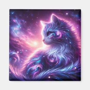 Cosmic Galaxy Mystical Feline Celestial Magnet