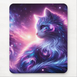 Cosmic Galaxy Mystical Feline Celestial Mouse Mat