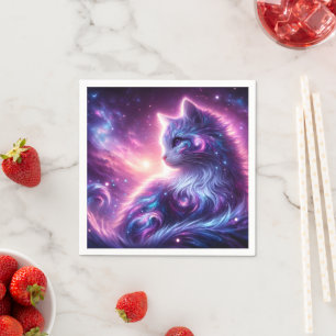 Cosmic Galaxy Mystical Feline Celestial Napkin