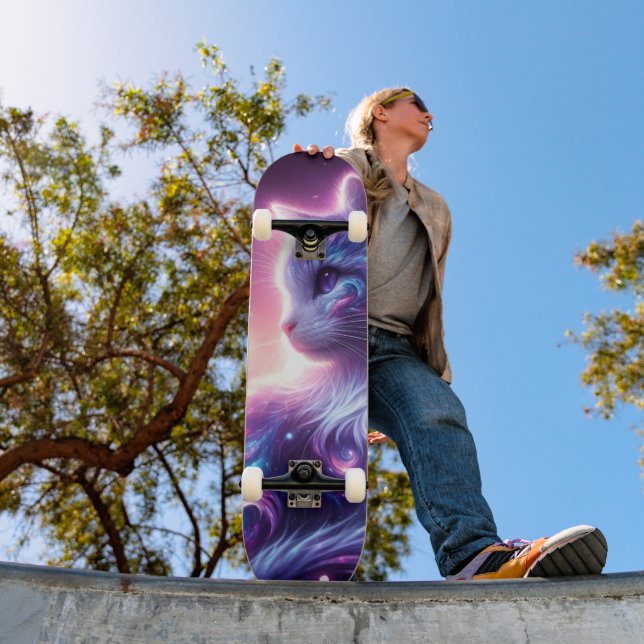 Cosmic Galaxy Mystical Feline Celestial Skateboard (Outdoor 1)