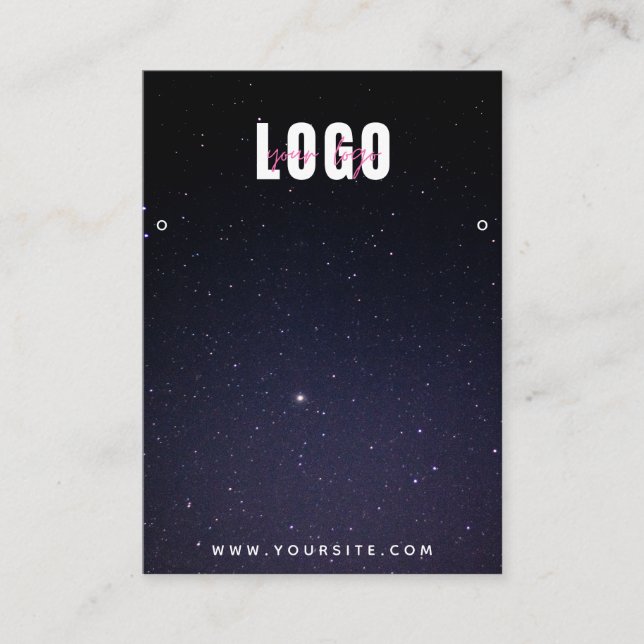 Cosmic Galaxy Night Sky Logo Earrings Display Business Card (Front)