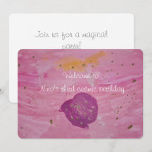 Cosmic Galaxy Pink Watercolor Girls Birthday
