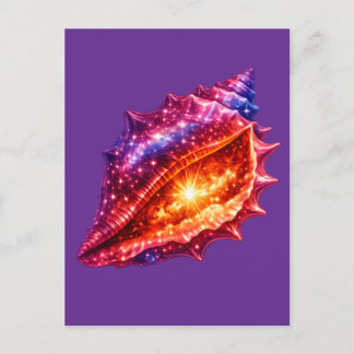 Cosmic Galaxy Shell stars nautical design  Holiday Postcard