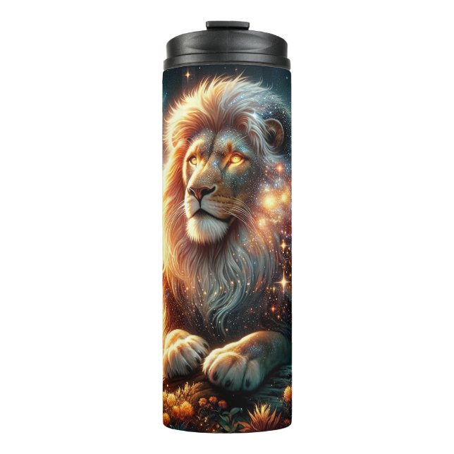 Cosmic Galaxy Space Lion Leo Strength Astrology  Thermal Tumbler (Front)