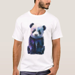 Cosmic Galaxy Space Panda Bear Portrait Men T-Shirt
