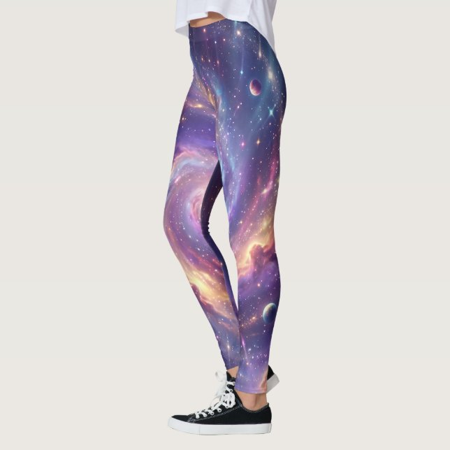 Cosmic Galaxy Spiral Nebula Art Leggings (Left)