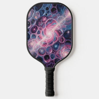 Cosmic Galaxy Swirls with Cells Abstract Art Pickleball Paddle