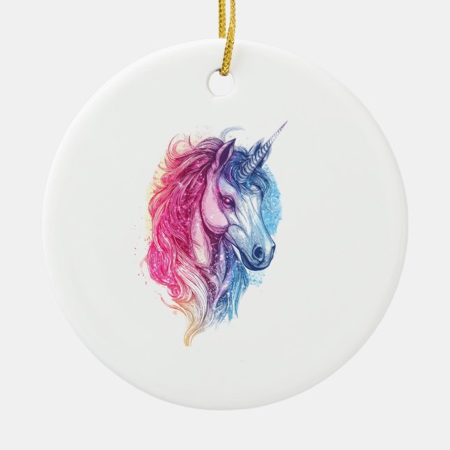 Cosmic Galaxy Unicorn (1) Ceramic Tree Decoration (Front)