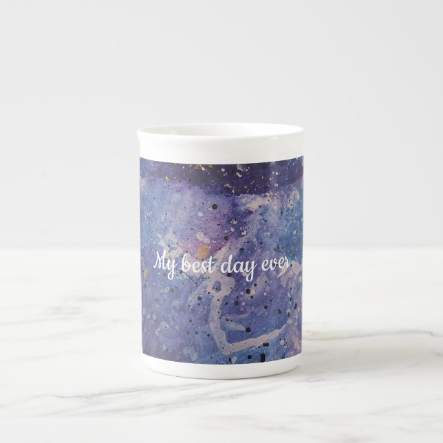 Cosmic Galaxy Watercolor Abstract Personalised Bone China Mug (Front)