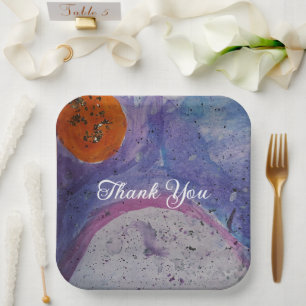 Cosmic Galaxy Watercolor Nebula Kids Birthday Paper Plate