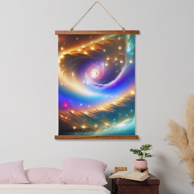 Cosmic Galaxy with Shooting Star Art Print  Hanging Tapestry (Bedroom)