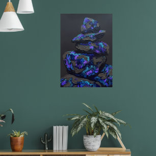 Cosmic Galaxy Zen Balancing Rocks Art Print Blue