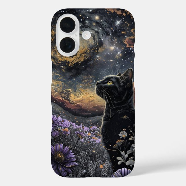 Cosmic Gaze: Black Cat Under the Stars Case-Mate iPhone Case (Back)